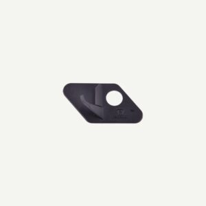 A small, black, rectangular device with a circular white button.