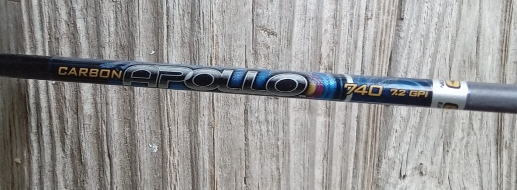 Close-up of a golf club shaft with the FST Pro logo.