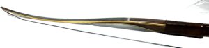 Traditional Japanese katana sword with a curved blade and wooden sheath.