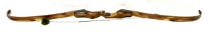 A wooden rifle stock with a cushioned grip and adjustable cheek rest.