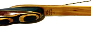 Close-up of a branded wooden cricket bat blade.