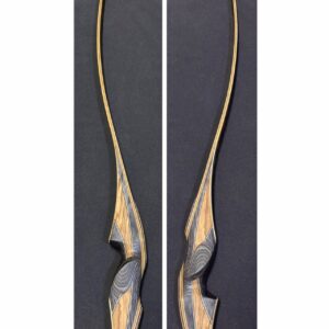 Split image of wooden recurve bow