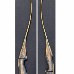 Wooden recurve bow halves on black background
